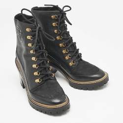 Tory Burch Black Leather and Nubuck Miller Ankle Boots Size 38.5