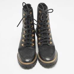 Tory Burch Black Leather and Nubuck Miller Ankle Boots Size 38.5