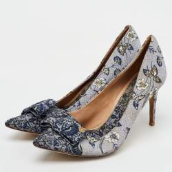 Tory Burch Multicolor Printed Fabric Bow Pointed Toe Pumps Size 41