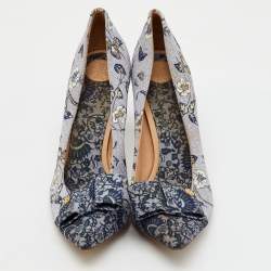 Tory Burch Multicolor Printed Fabric Bow Pointed Toe Pumps Size 41