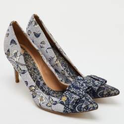 Tory Burch Multicolor Printed Fabric Bow Pointed Toe Pumps Size 41