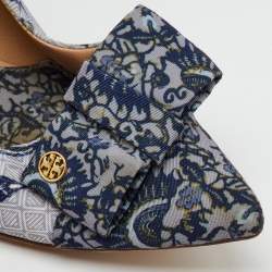 Tory Burch Multicolor Printed Fabric Bow Pointed Toe Pumps Size 41