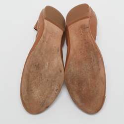 Pre Owned Tory Burch Brown Patent and Leather Jolie Scrunch Ballet Flats Size 38