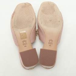 Tory Burch Pink Crocodile Embossed Leather Martine Slide Sandals Size 35