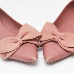 Tory Burch Pink Leather Bow Ballet Flats Size 38.5