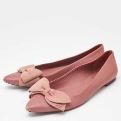 Tory Burch Pink Leather Bow Ballet Flats Size 38.5