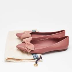 Tory Burch Pink Leather Bow Ballet Flats Size 38.5