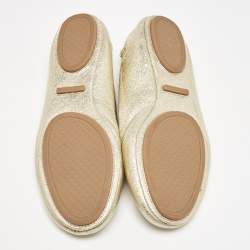 Tory Burch Gold Metallic Leather Reva Scrunch Ballet Flats Size 39.5