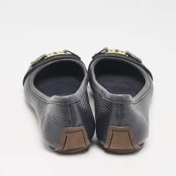 Pre Owned Tory Burch Navy Blue Leather Cline Ballet Flats Size 36.5