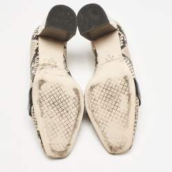 Tory Burch Brown/Beige Snakeskin Embossed Leather and Velvet Jessa Pumps Size 37
