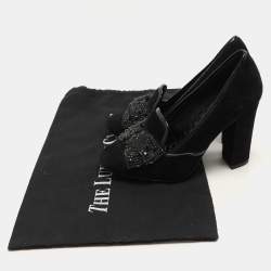 Tory Burch Black Suede Carissa Bow Embellished Pumps Size 36