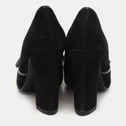 Tory Burch Black Suede Carissa Bow Embellished Pumps Size 36