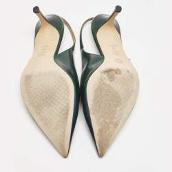Tory Burch Ombre Green Leather Pointed Toe Slingback Pumps Size 39.5