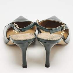 Tory Burch Ombre Green Leather Pointed Toe Slingback Pumps Size 39.5