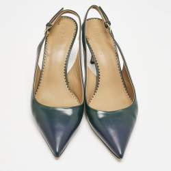 Tory Burch Ombre Green Leather Pointed Toe Slingback Pumps Size 39.5
