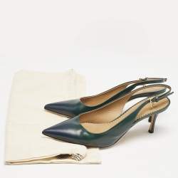 Tory Burch Ombre Green Leather Pointed Toe Slingback Pumps Size 39.5