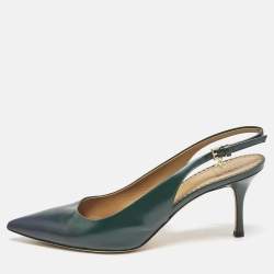 Tory Burch Ombre Green Leather Pointed Toe Slingback Pumps Size 39.5
