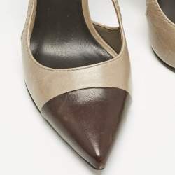 Tory Burch Olive Green/Brown Leather Slingback Pumps Size 39