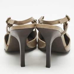 Tory Burch Olive Green/Brown Leather Slingback Pumps Size 39