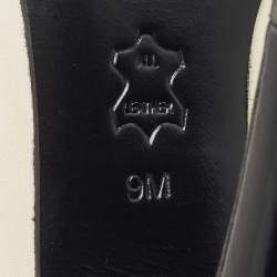Tory Burch Black/White Brogue Leather Everly Pointed Toe Pumps Size 39