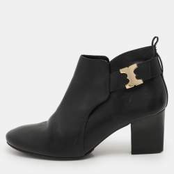 Tory Burch Black Leather Ankle Length Boots Size 41