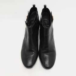 Tory Burch Black Leather Ankle Length Boots Size 41