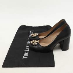 Tory Burch Black Leather Janey Block Heel Pumps Size 35