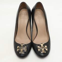 Tory Burch Black Leather Janey Block Heel Pumps Size 35