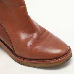 Tory Burch Tan Leather Ankle Length Boots Size 35.5