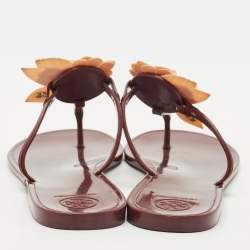 Tory Burch Burgundy Jelly Miller Thong Sandals Size 39