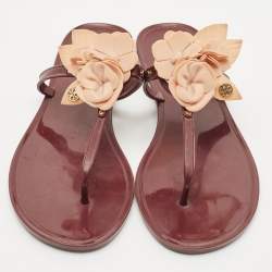 Tory Burch Burgundy Jelly Miller Thong Sandals Size 39