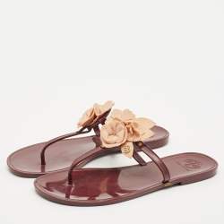Tory Burch Burgundy Jelly Miller Thong Sandals Size 39