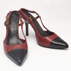 Tory Burch Black/Red Leather Slingback Pumps Size 39