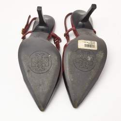 Tory Burch Black/Red Leather Slingback Pumps Size 39