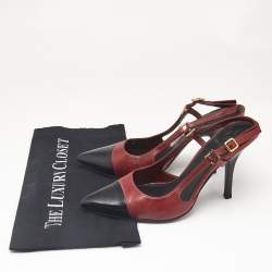 Tory Burch Black/Red Leather Slingback Pumps Size 39