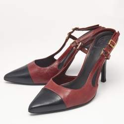 Tory Burch Black/Red Leather Slingback Pumps Size 39