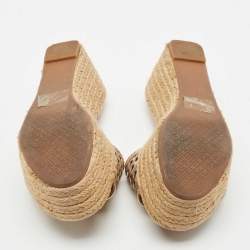 Tory Burch Gold Leather Espadrille Wedge Sandals Size 35