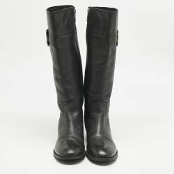 Tory Burch Black Leather Reva Knee Length Boots Size 40.5
