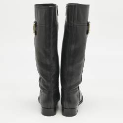 Tory Burch Black Leather Reva Knee Length Boots Size 40.5