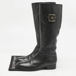Tory Burch Black Leather Reva Knee Length Boots Size 40.5