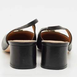 Tory Burch Black Leather Benton Block Heel Slingback Pumps Size 38