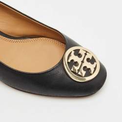 Tory Burch Black Leather Benton Block Heel Slingback Pumps Size 38