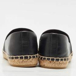 Tory Burch Black Leather Ines Espadrille Flats Size 37.5