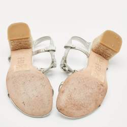 Tory Burch Silver Leather Ankle Strap Sandals Size 35.5