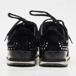 Tory Burch Black Velvet Scarlett Crystal Embellished Sneakers Size 37.5