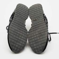 Tory Burch Black Velvet Scarlett Crystal Embellished Sneakers Size 37.5