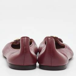 Tory Burch Dark Red Leather Reva Ballet Flats Size 36