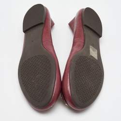 Tory Burch Dark Red Leather Reva Ballet Flats Size 36