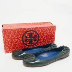 Tory Burch Dark Green Patent Leather Minnie Ballet Flats Size 39