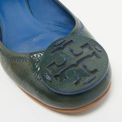 Tory Burch Dark Green Patent Leather Minnie Ballet Flats Size 39